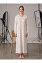 100% Cotton Long Sleeve Floral Patterned Large Size Women'S-Mom's Nightgown