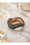Vip Stainless Steel Black Stone Wavy Design Handcuff Bracelet - Gold Inside Plated Luxury Women's Jewelry - 3