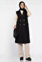 Gold button detailed double pocketed hijab boucle vest