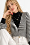 Women's Black and White Striped Turtleneck Knitwear Sweater V Patterned Long Sleeve Stylish Knitted Sweater - 5