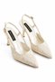 Women's Lace Pointed Toe Heeled Shoes (7cm) Stylish Strappy Evening Dress and Casual Model - 4