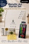 Hobby Series Metallic Painting Set |   25X35 cm 110 Gr Drawing Notebook 5 Pieces |   6-Pack Metallic Acrylic Paint |   4-Piece Brush Set