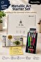 Hobby Series Metallic Painting Set |   25X35 cm 110 Gr Drawing Notebook 1 Piece |   6-Pack Metallic Acrylic Paint |   4-Piece Brush Set