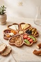 7-Compartment Premium Acacia Wood Flower and Heart Presentation Plate 30 cm Breakfast Deli Serving Plate, Board - 2