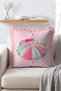 Colorful Beach Umbrella Patterned Summer Themed Decorative Fringed Throw Pillow Cover - 3