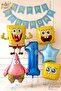 Spongebob Balloon & Patrick Concept Balloon Set 1 Year Old - 7 Pieces Spongebob Themed Blue Balloon Set with Happy Birthday Banner