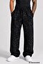 Marble Patterned Unisex Relaxed Fit Black Gray Sweatpants Washable 2 Thread Fabric