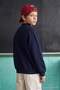 Navy Blue Boy's Stand Collar Zippered Embroidered Thick Non-Embossed Knitted Sweatshirt Tkdaw27Sw00012 - 5