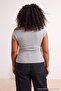 Gray Melange Premium Soft Fabric Fitted Kayak/Madonna Collar Flexible Knitted Blouse Tbbss25Af00029 - 6
