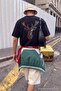 Black Oversize/Wide Cut Back Deer Printed 100% Cotton T-Shirt Tmnss25Ts00117 - 4