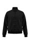 Siyah Kalın İçi Polarlı Oversize Dik Yaka Çin Düğmeli Fermuarlı Örme Hırka/Sweatshirt TWOAW27SW00023 - 5