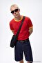 Red Off Shoulder Regular Fit Stripe Detailed 100% Cotton T-Shirt Tmnss26Ts00078 - 5