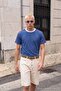 Blue Off Shoulder Regular Fit Red Stripe Detailed 100% Cotton T-Shirt Tmnss26Ts00078 - 3