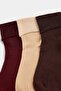 Brown-Claret Red 3-Piece Cotton Blend Plain Jacquard Knitted Socks Thmaw27Co00009 - 2