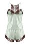 Mint Lace Rope Strap Woven Pajama Set with Satin Shorts Thmss22Pt0269 - 10