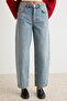 Açık Mavi %100 Pamuk Yüksek Bel Barrel Jeans TWOAW27JE00085 - 3
