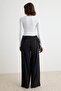 Siyah Premium Lyocell İçerikli Yazlık Wide Leg Kuşaklı Normal Bel Uzun Örme Pantolon TWOSS26PL00165 - 5