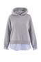 Gray Melange Oversize/Wide Fit Knitted Sweatshirt with Fleece Inside and Hooded Woven Detail Twoaw27Sw00017 - 10