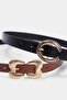Black-Tan Women's Double Belt Takaw27Ke00011 - 4