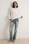 Beyaz %100 Pamuk Uzun Kollu Bisiklet Yaka Regular/Normal Kalıp Basic Örme T-Shirt TWOAW21TS0098 - 3