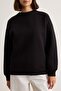Black Oversize/Bol Cut Crew Neck Thick/Inside Fleece Knitted Sweatshirt TWOAW24SW00102 - 3