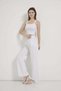 Wide Leg Gabardine Trousers with Tassels