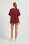 Women's Short Sleeve Crew Neck Basic Burgundy T-Shirt - 5
