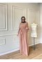 Hijab Dress Ferace Camel Lina Balloon Sleeves Elastic Hidden Zipper Belted - 4