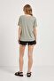 Women's Side Slit Short Sleeve V Neck Green T-Shirt - 5
