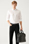 Men's White Buttoned Collar Basic 100% Cotton Shirt B 002030 - 3