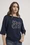 Armalife 11360 boat neck women's blouse with stone text detail
