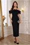 Off Shoulder Flounce Long Graduation Evening Dress