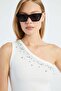 Stoned One-Shoulder Slim Fit Blouse - 4