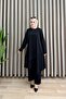 Nurcan Takim Dubai Fabric Women's Black Double-Breasted Look Tunic Pants Hijab Two-Piece Set - 4