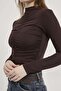 High Neckline Gathered Detailed Transparent Bodysuit - 5