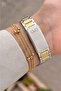 Gold Metallic Color 30 mm Numeral Women's Wristwatch and Gift Bracelet - 4