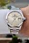 Men's Wristwatch with Beige Dial and Gray Strap, Same as Pictured - 4
