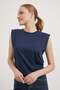 Sleeveless Padded Crew Neck T-Shirt