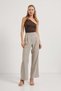 Women's Wide Leg Velcro Closure Cream Palazzo Trousers