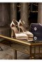 Beige Satin Ankle Laced Platform Heeled Evening Dress Shoes - 3