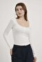 Button Detail Lace Open Collar Blouse