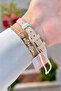 Gold Case, Cream Color Strap, Gift Packaged, 22 mm 5 Atm Women's Wristwatch - 5