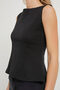 Women's Boat Neck Sleeveless Summer Casual Black Blouse - 4