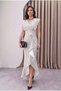 Women's Black Polka Dot Scuba Diving Fabric Double Breasted Collar Skirt Flounce Evening Dress Graduation Wedding Dress - 2