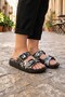 Women's Summer Faux Leather Comfortable Sole Two Buckle Adjustable Daily Slippers
