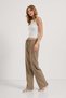 Women's Casual Loose Khaki Baggy Trousers with Elastic Waist - 2