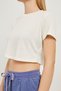Women's Tight Summer Crew Neck Ecru Crop T-Shirt - 3