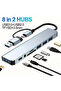 محطة إرساء 8 في 2 USB +Type C HUB مع محول مقبس صوت 3.5 ملم وقارئ بطاقة Micro SD للكمبيوتر المحمول ...