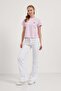 Women's Cherry Patterned Crew Neck Pink Loose T-Shirt - 3