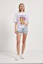 Women's Lemon Printed Crew Neck White Loose T-Shirt - 3